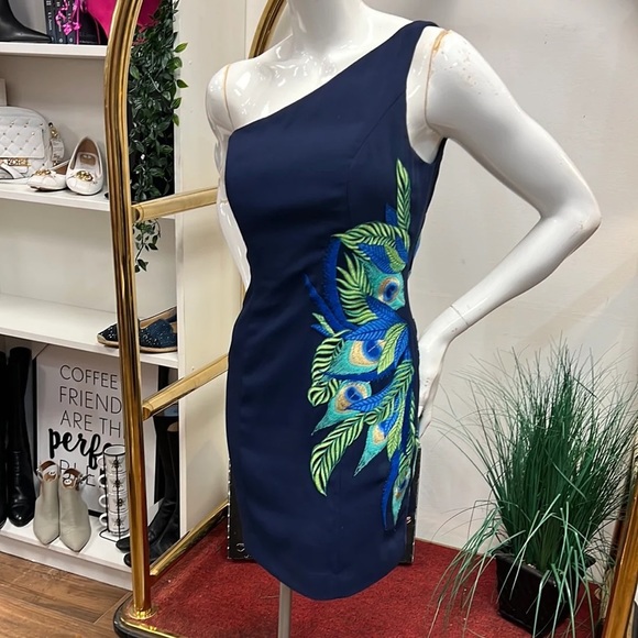 Lilly Pulitzer Navy Jamie Single Shoulder Dress NWT 0 - Picture 4 of 7